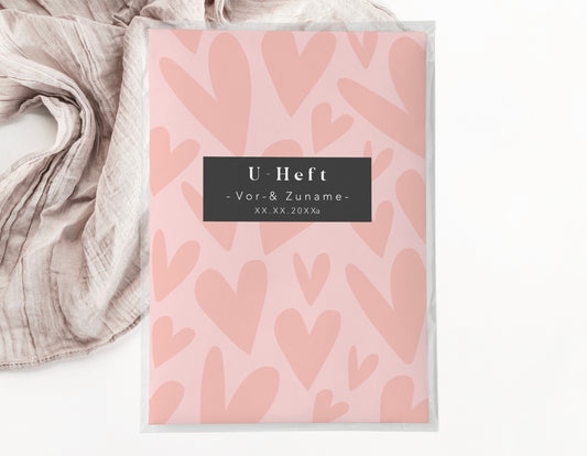 U-Heft & Impfpasshülle - Herzen rosa