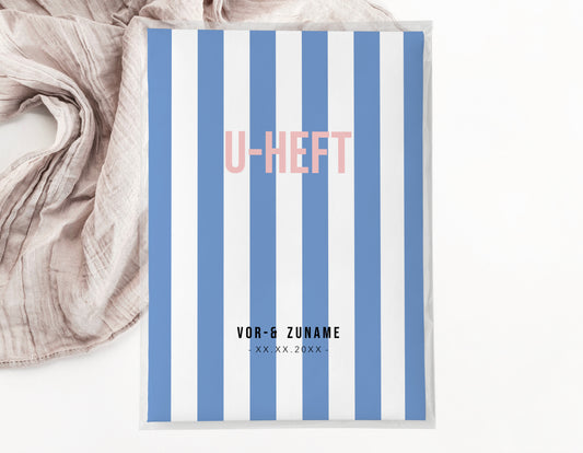 U-Heft & Impfpasshülle - Gestreift blau weiss