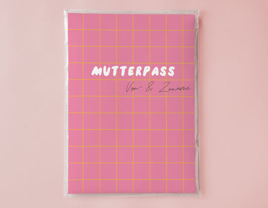 MUTTERPASSHÜLLE - Karo rosa orange personalisiert