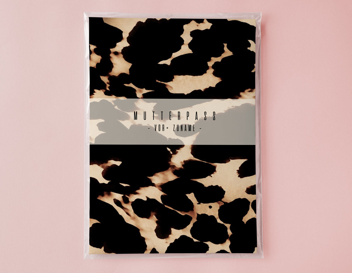 MUTTERPASSHÜLLE - Schwarz beige personalisiert