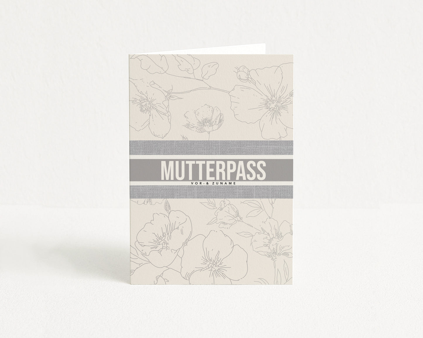 MUTTERPASSHÜLLE - Luxury floral grau personalisiert