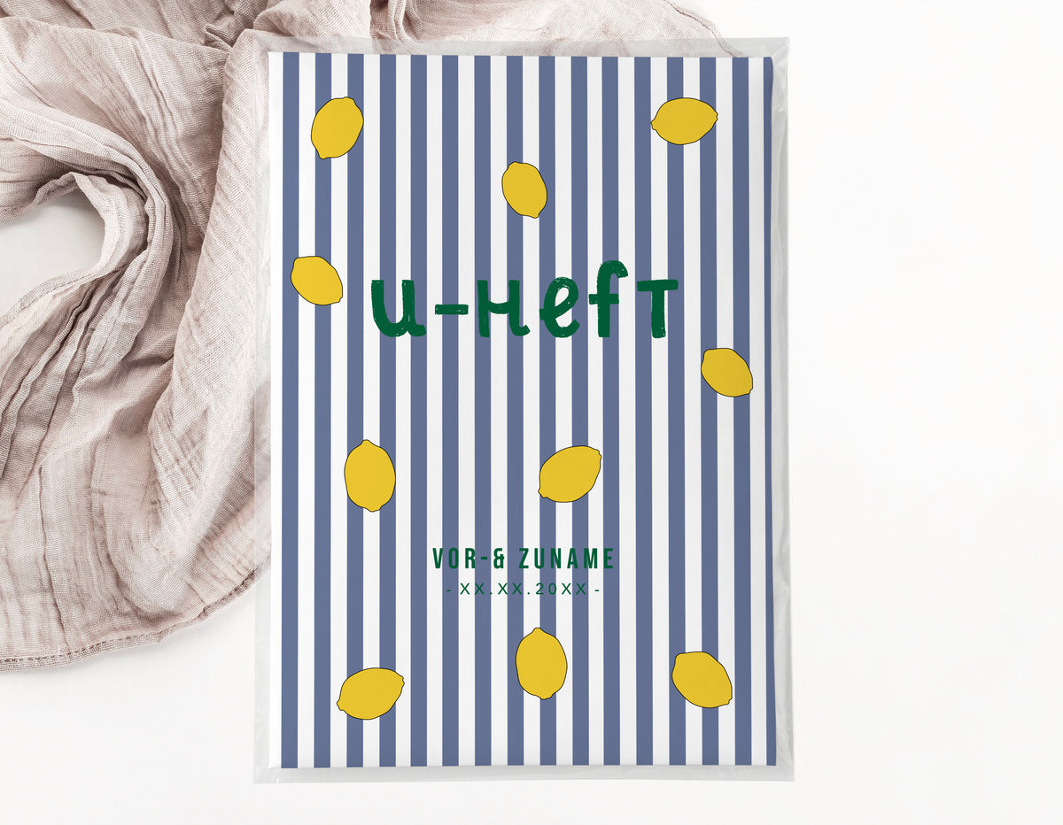 U-Heft & Impfpasshülle - Zitronen gestreift