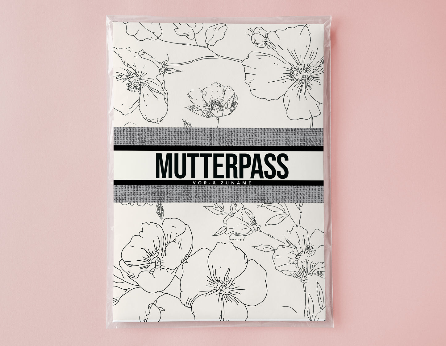 MUTTERPASSHÜLLE - Luxury floral schwarz personalisiert