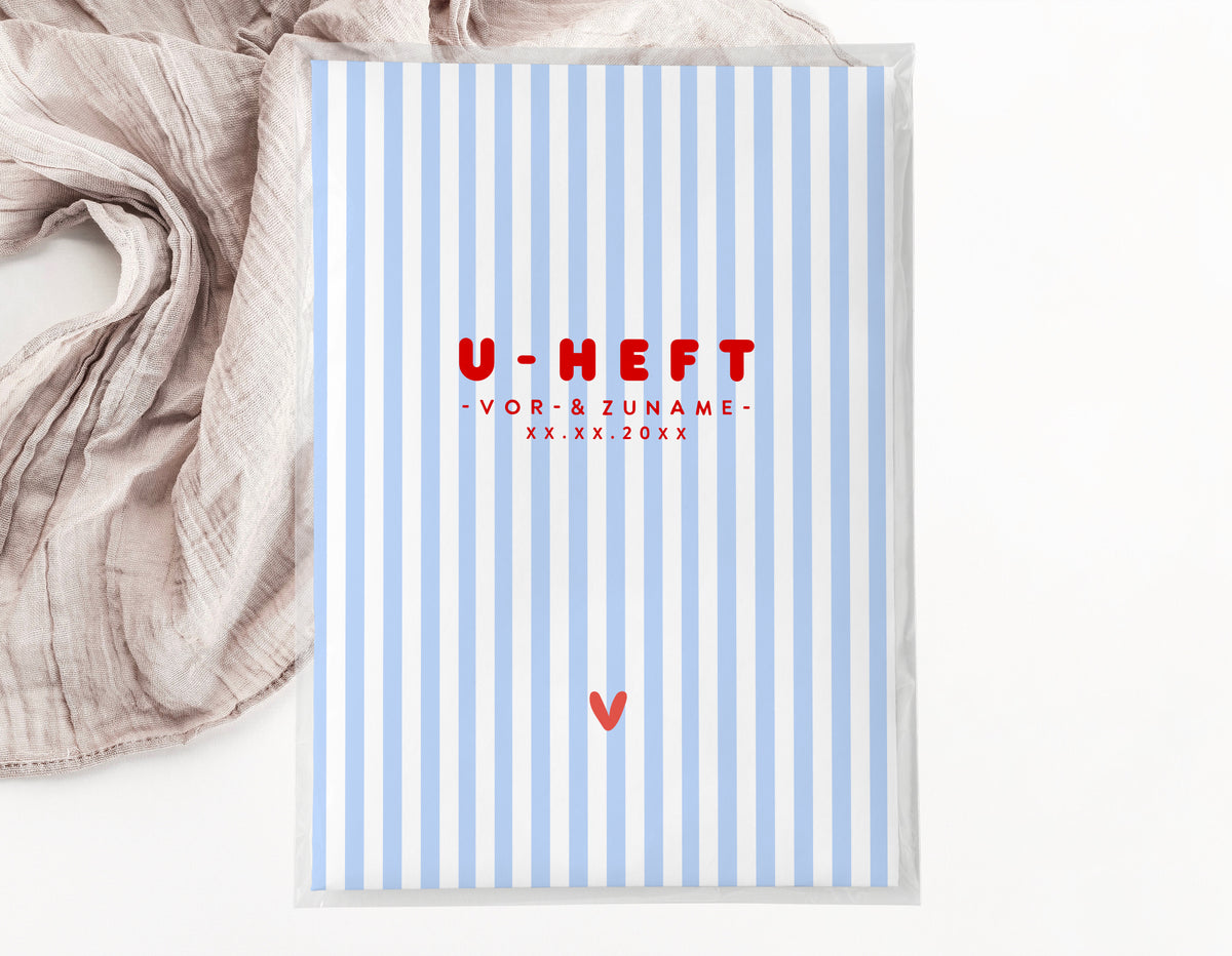 U-Heft & Impfpasshülle - Gestreift weiss blau
