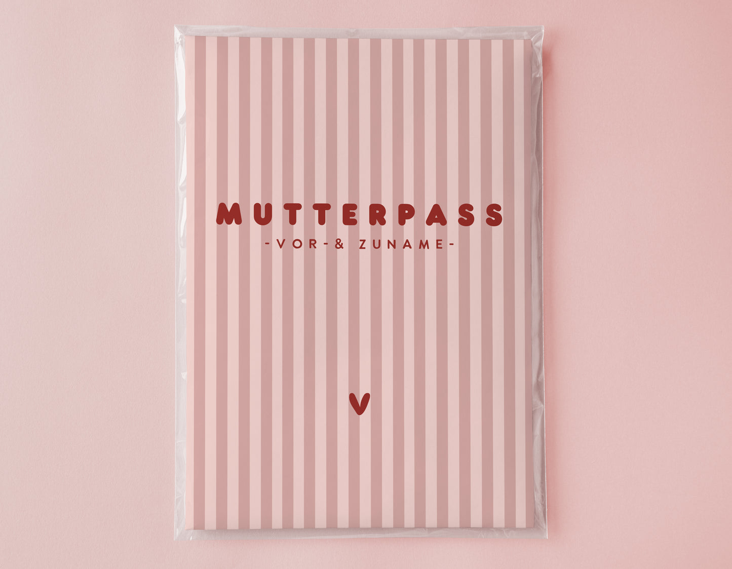 MUTTERPASSHÜLLE - Gestreift rosa personalisiert