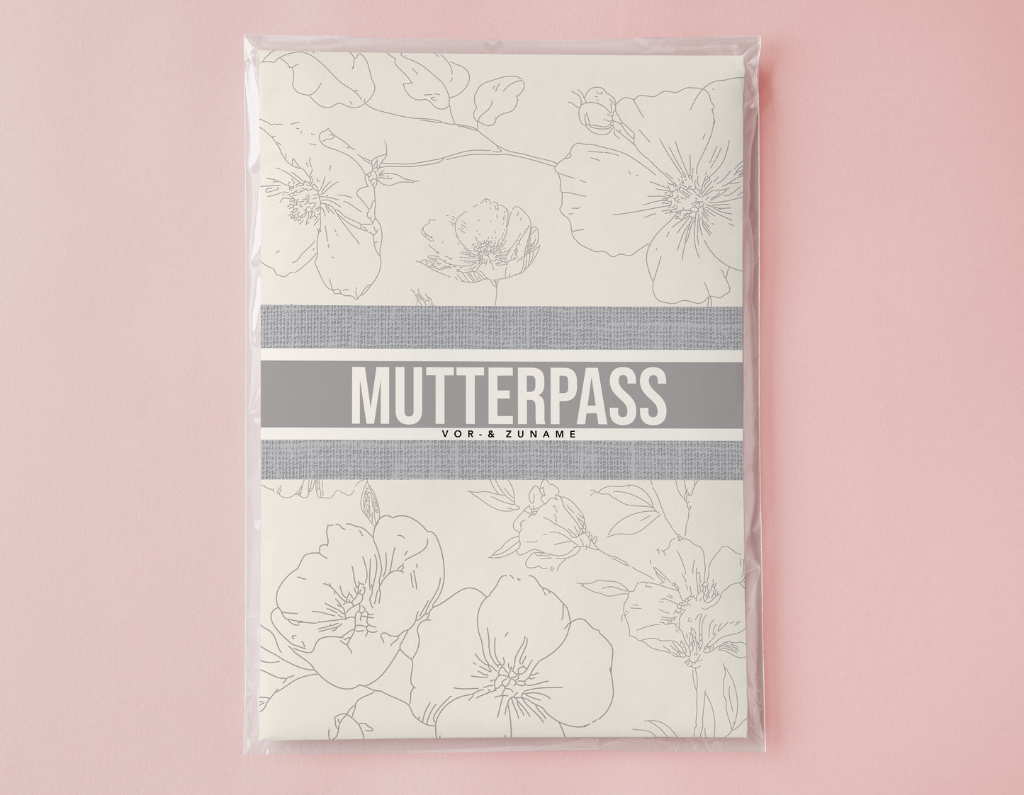MUTTERPASSHÜLLE - Luxury floral grau personalisiert