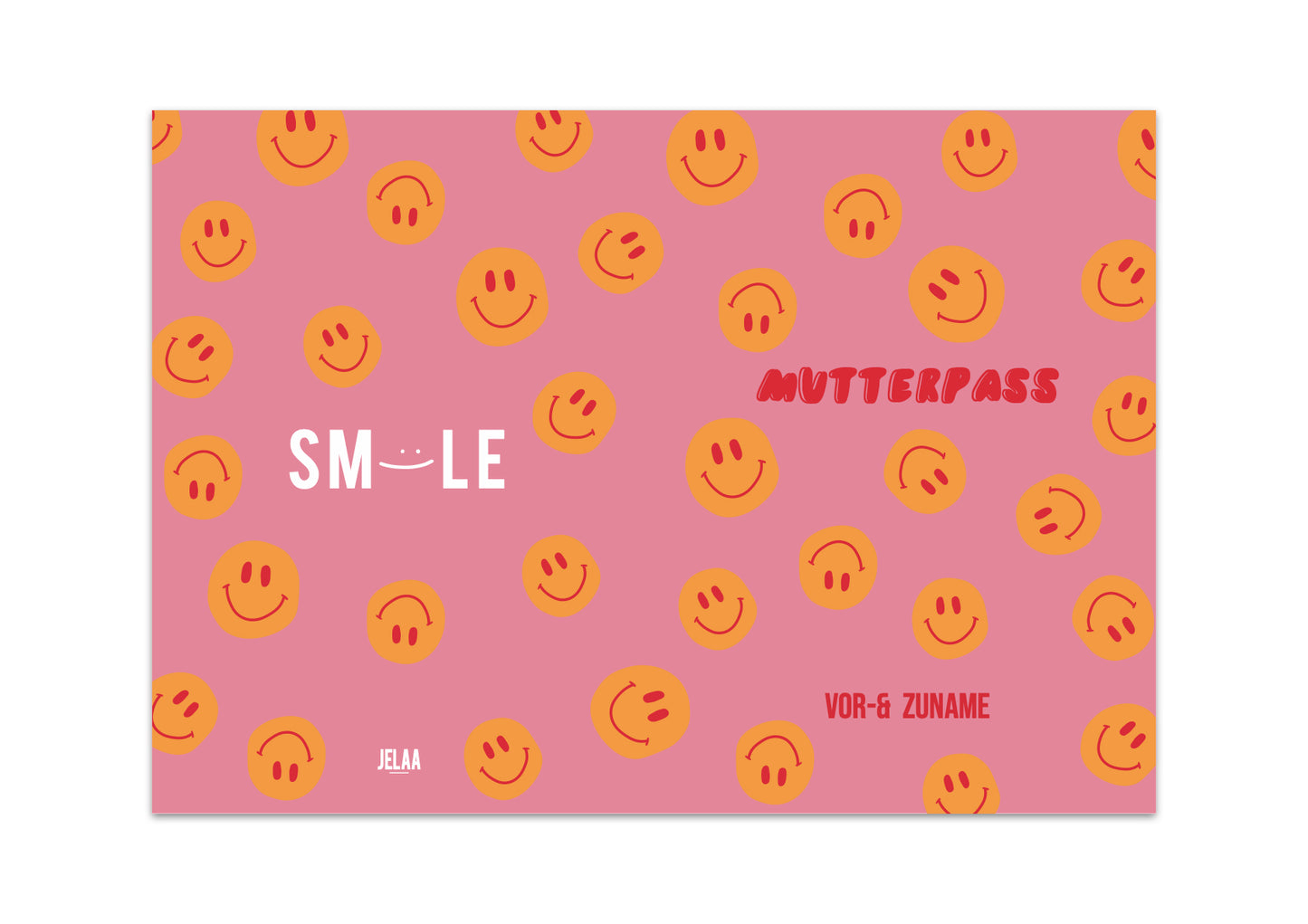 MUTTERPASSHÜLLE - Smileys pink orange personalisiert