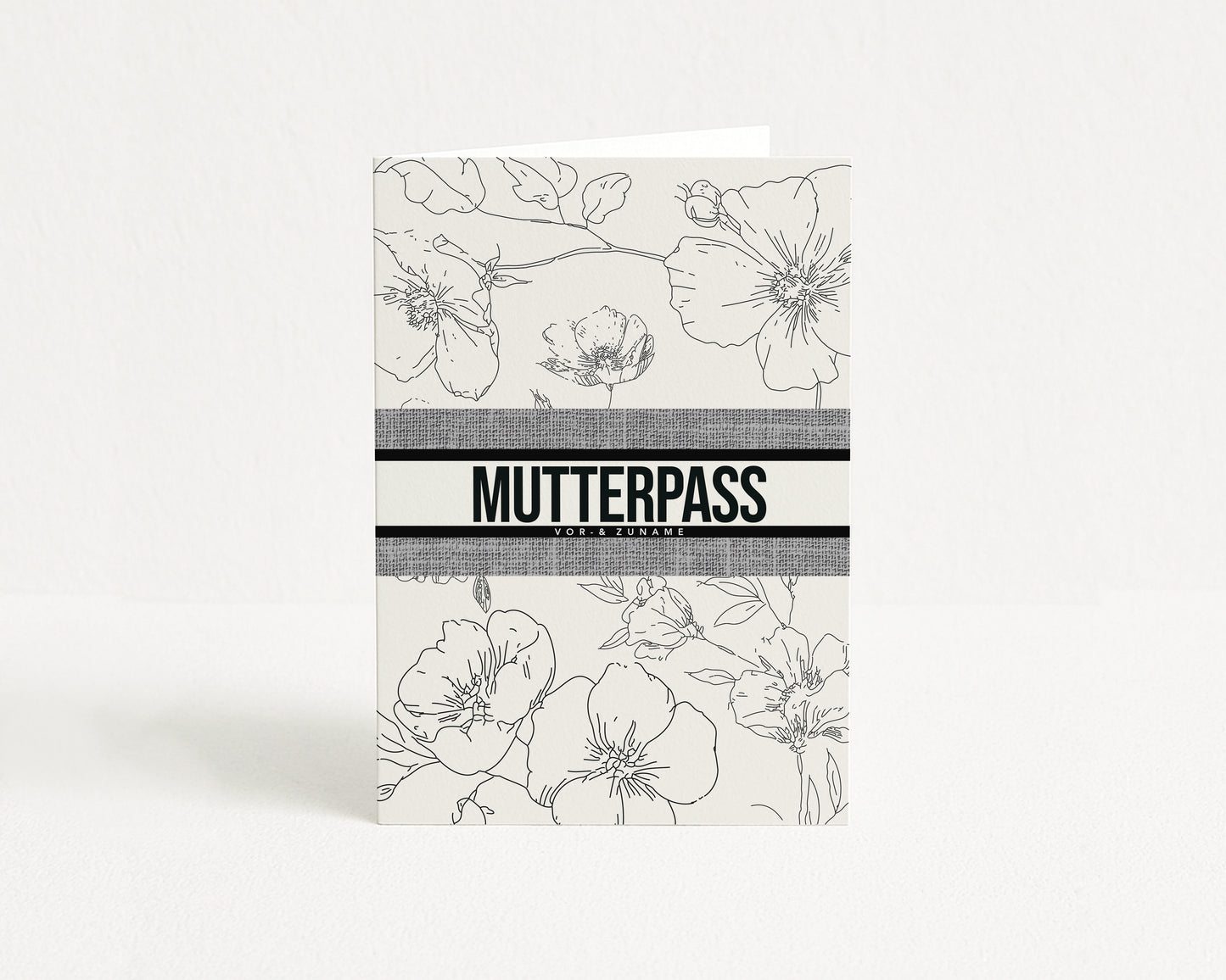 MUTTERPASSHÜLLE - Luxury floral schwarz personalisiert