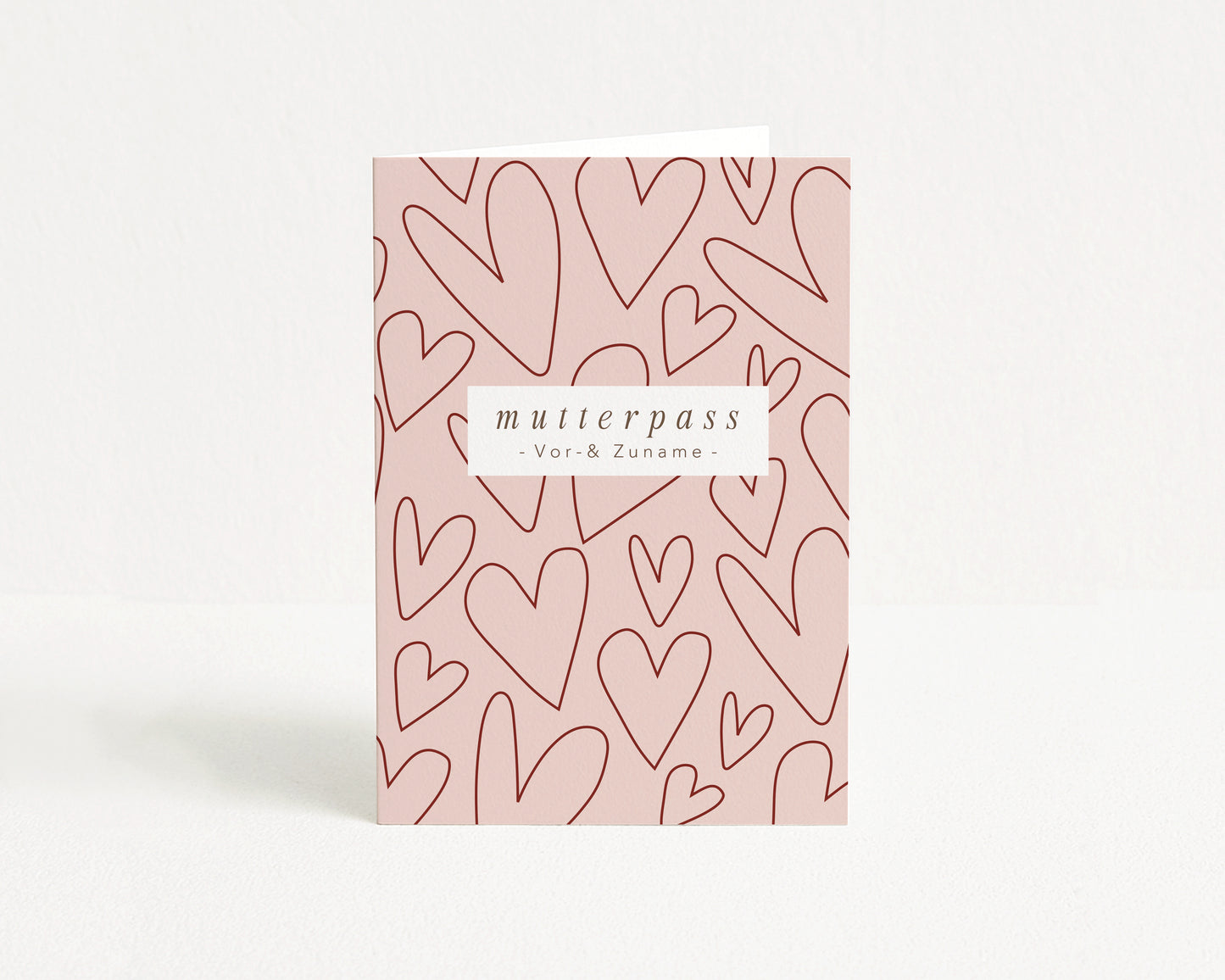 MUTTERPASSHÜLLE - Herzen rot rosa personalisiert