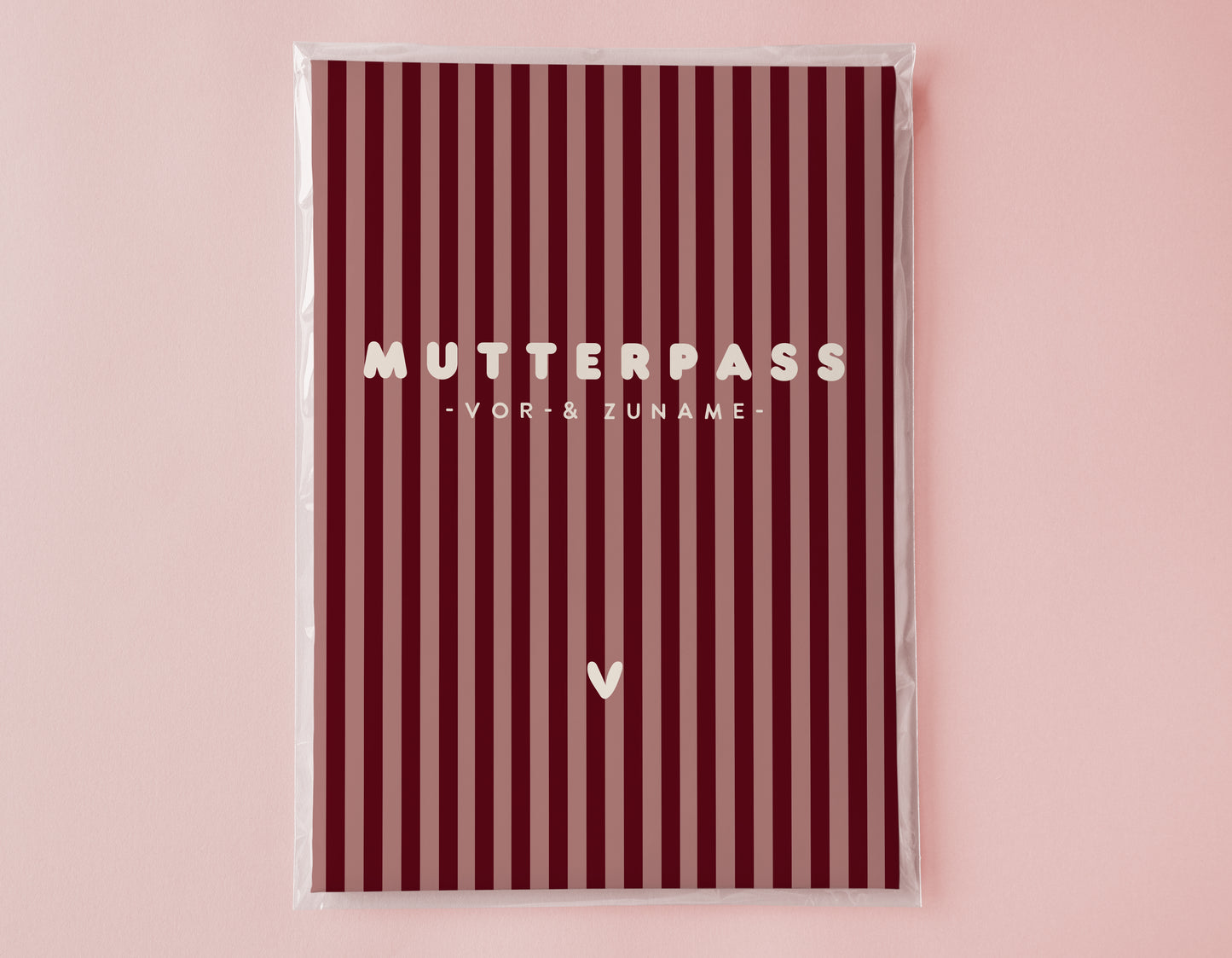 MUTTERPASSHÜLLE - Gestreift rosa bordeaux personalisiert