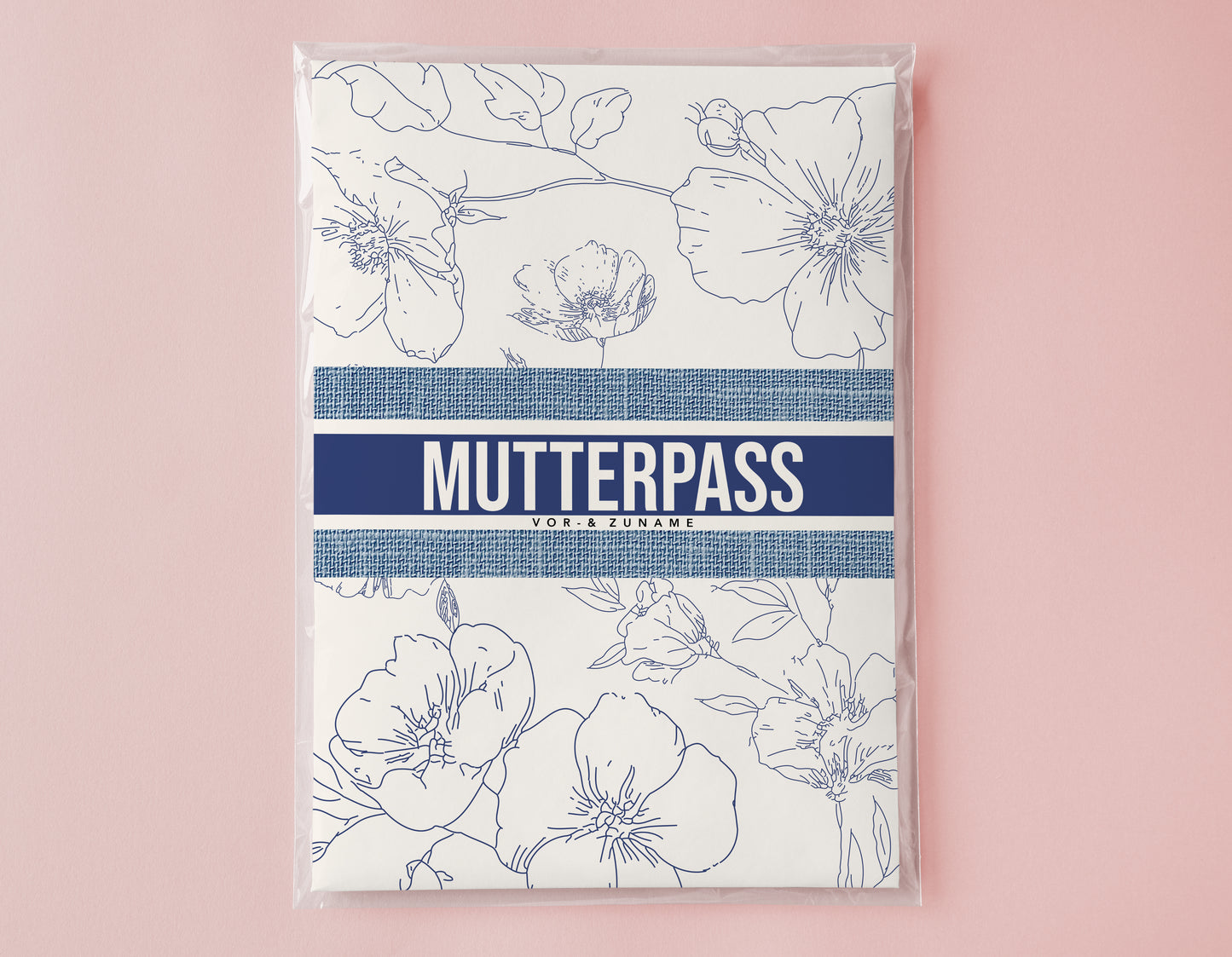 MUTTERPASSHÜLLE - Luxury floral blau personalisiert