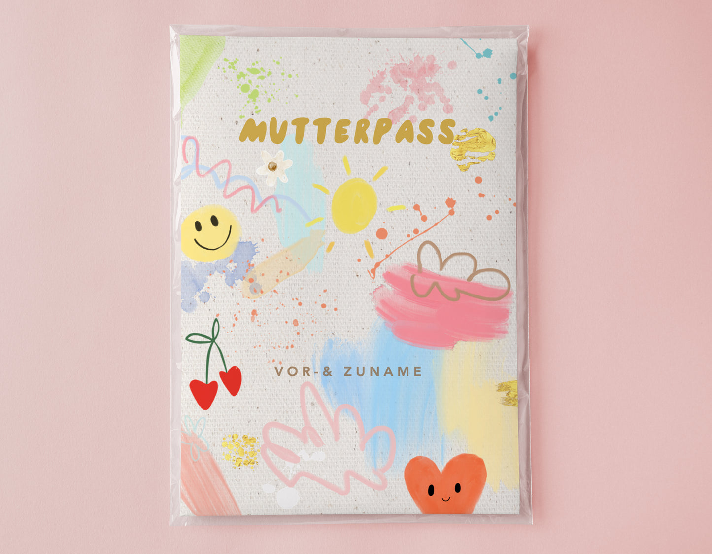 MUTTERPASSHÜLLE - Bunte Malerei 2 personalisiert