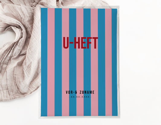 U-Heft & Impfpasshülle - Gestreift blau rosa