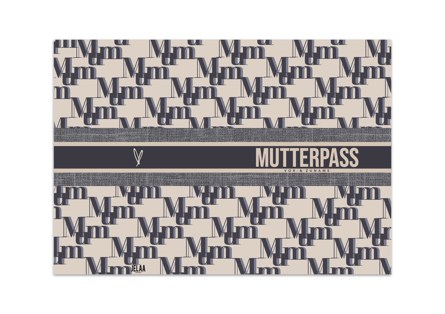 MUTTERPASSHÜLLE - Luxury grau beige personalisiert