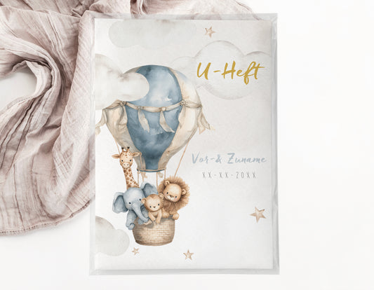 U-Heft & Impfpasshülle - Heissluftballon Tiere blau