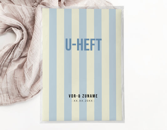 U-Heft & Impfpasshülle - Gestreift blau creme