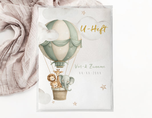 U-Heft & Impfpasshülle - Heissluftballon Tiere grün