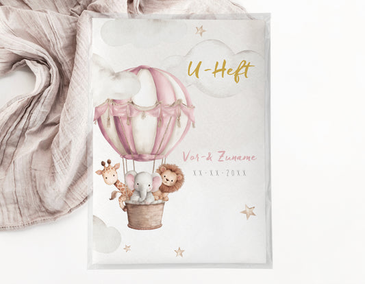 U-Heft & Impfpasshülle - Heissluftballon Tiere rosa