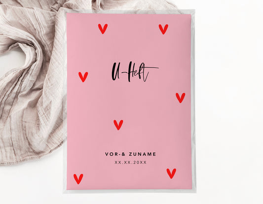 U-Heft & Impfpasshülle - Herzen rosa rot