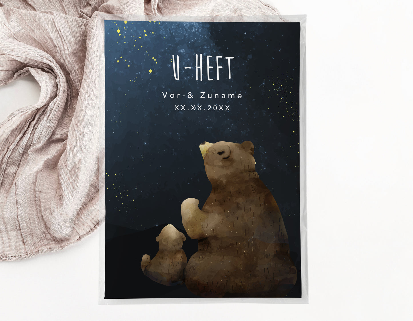 U-Heft & Impfpasshülle - Bär mit personalisiertem Sternbild (Sternzeichen)