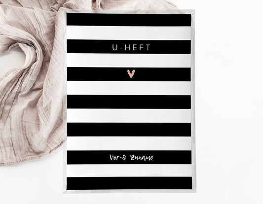 U-Heft & Impfpasshülle - Gestreift schwarz weiss