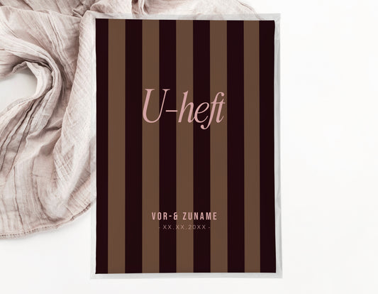 U-Heft & Impfpasshülle - Gestreift braun