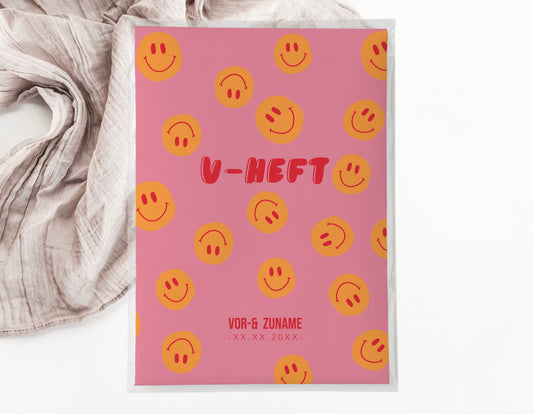 U-Heft & Impfpasshülle - Smileys pink orange