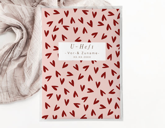 U-Heft & Impfpasshülle - Herzen rot rosa