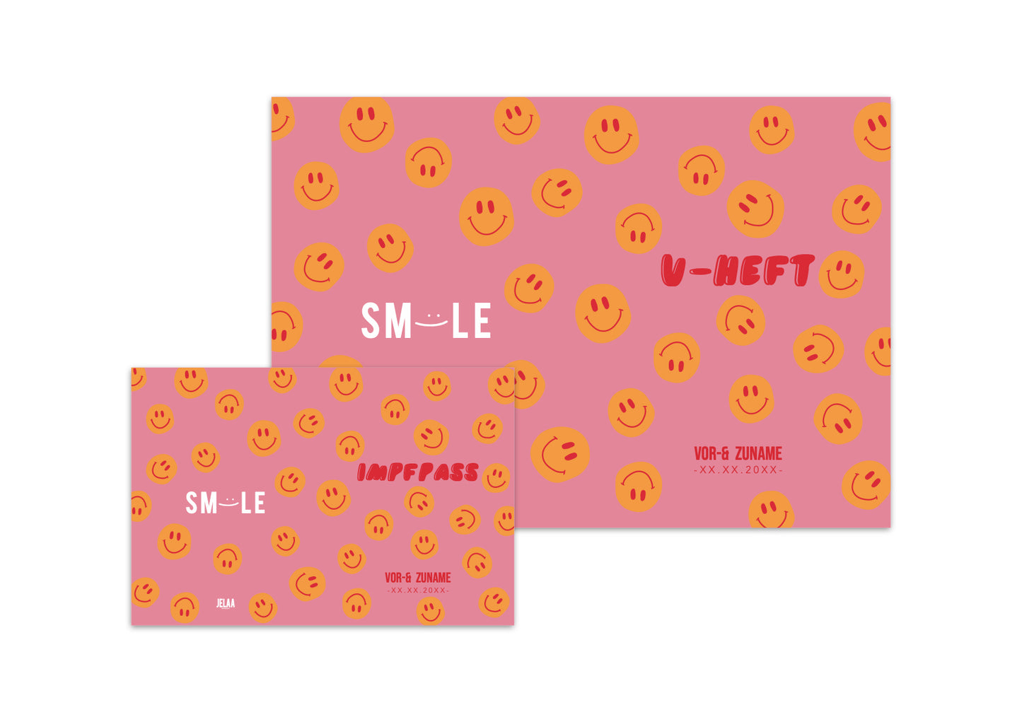 U-Heft & Impfpasshülle - Smileys pink orange