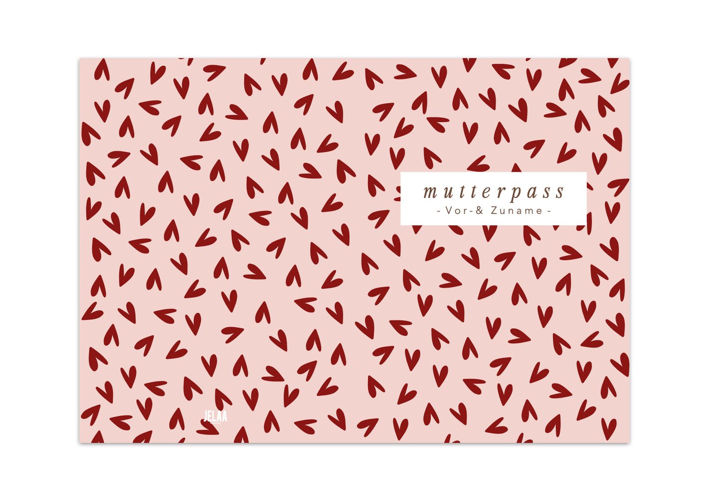 MUTTERPASSHÜLLE - Herzen rot rosa personalisiert