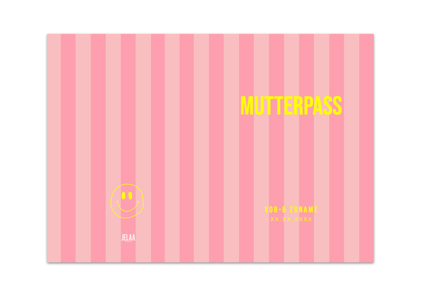 MUTTERPASSHÜLLE - Gestreift pink personalisiert