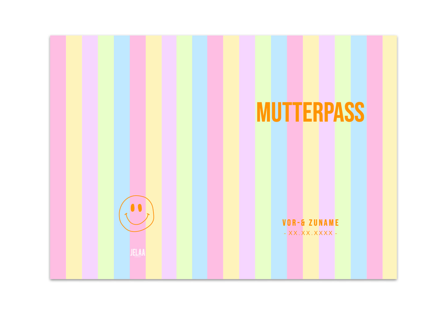 MUTTERPASSHÜLLE - Gestreift bunt personalisiert