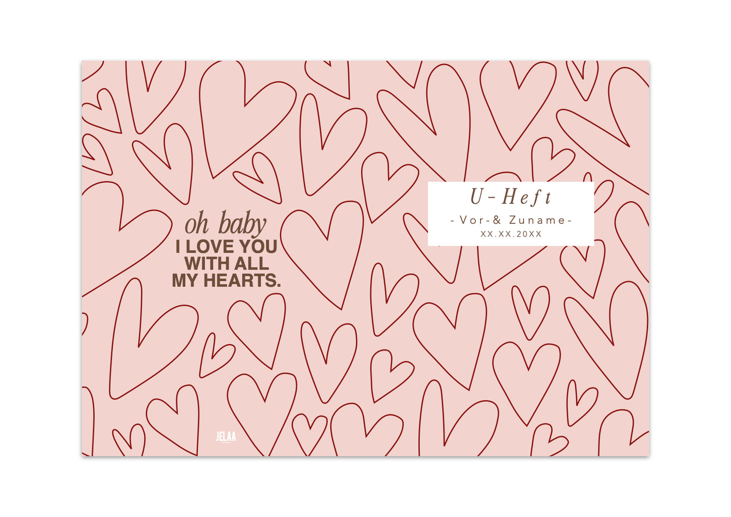 MUTTERPASSHÜLLE - Herzen rot rosa personalisiert