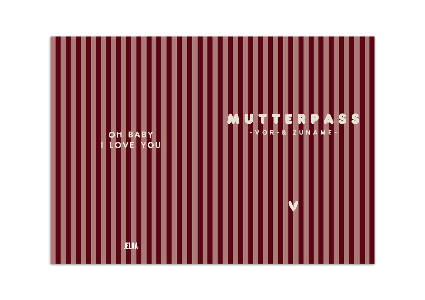MUTTERPASSHÜLLE - Gestreift rosa bordeaux personalisiert