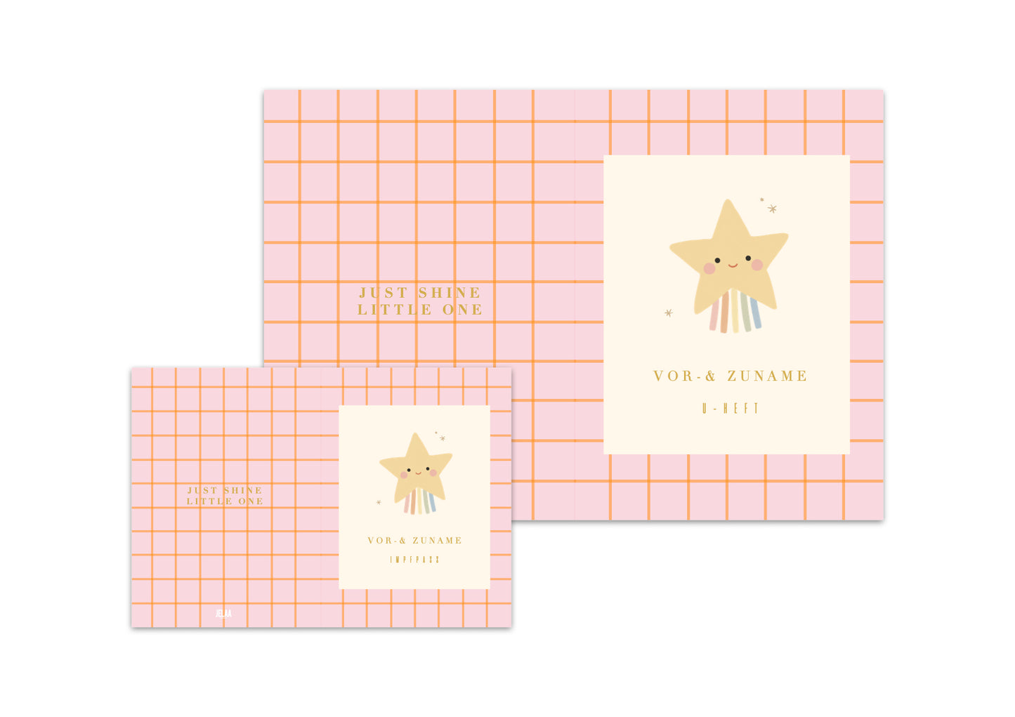 U-Heft & Impfpasshülle - Sternschnuppe beige rosa
