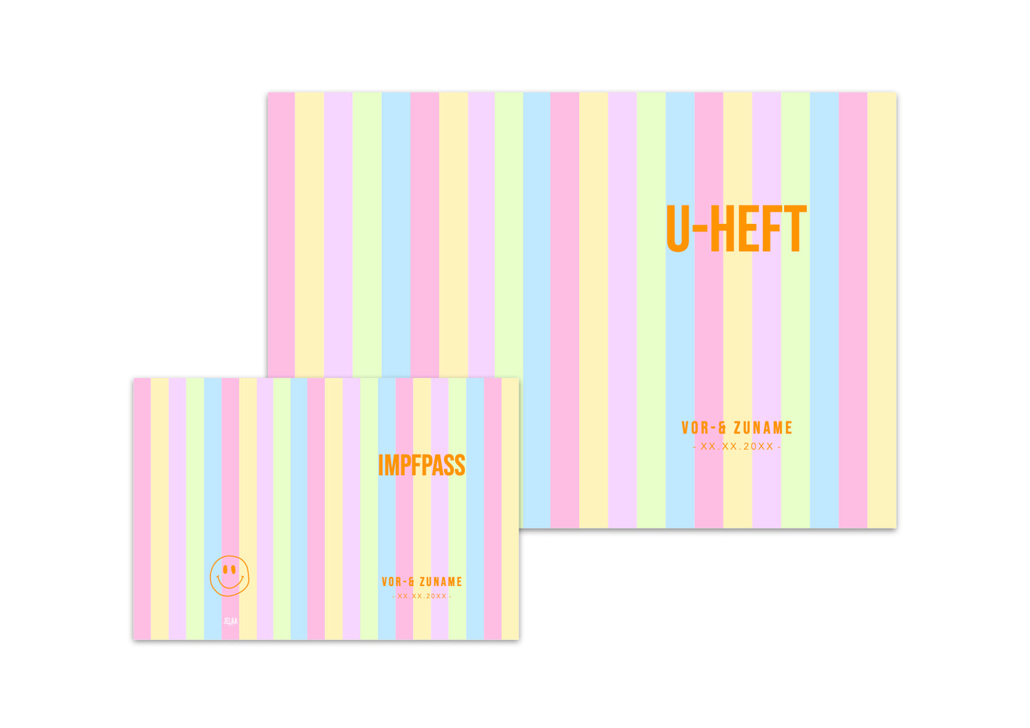 U-Heft & Impfpasshülle - Gestreift bunt