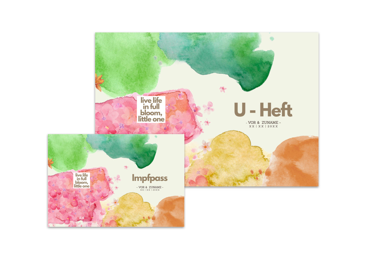 U-Heft & Impfpasshülle - Bunt aquarelle