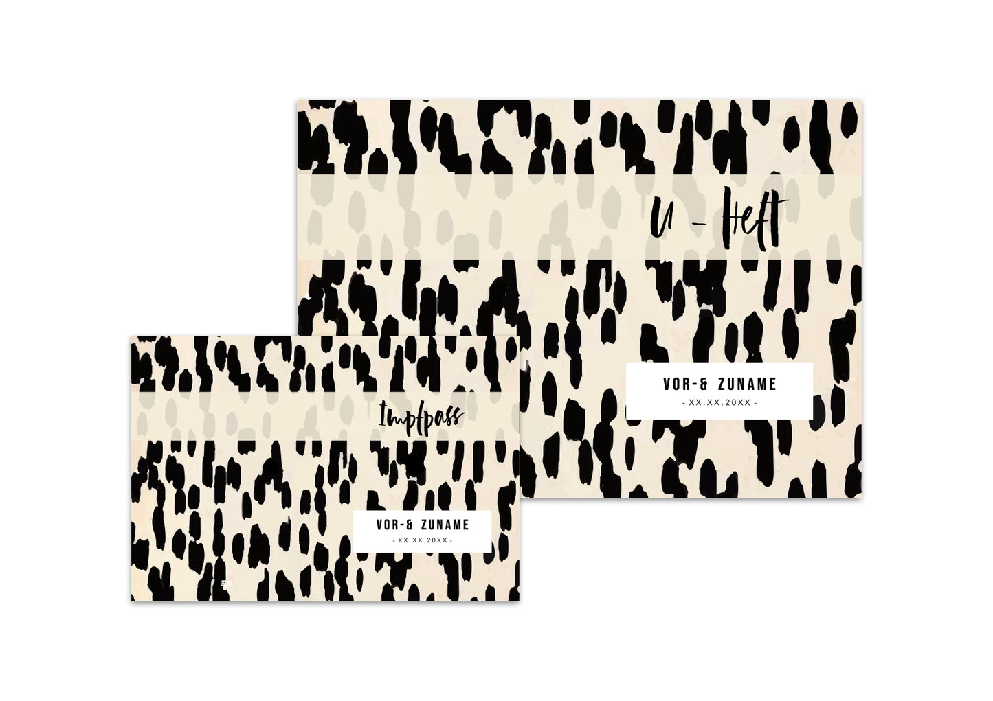 U-Heft & Impfpasshülle - Abstrakt schwarz beige