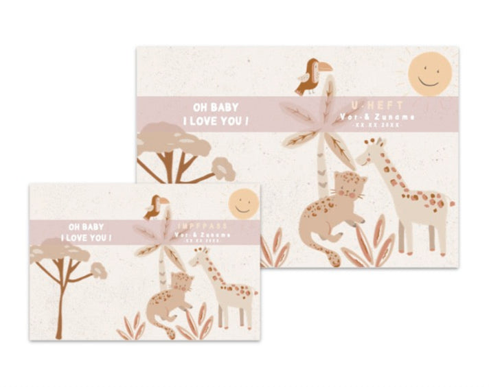 U-Heft & Impfpasshülle - Safari Baby rosa