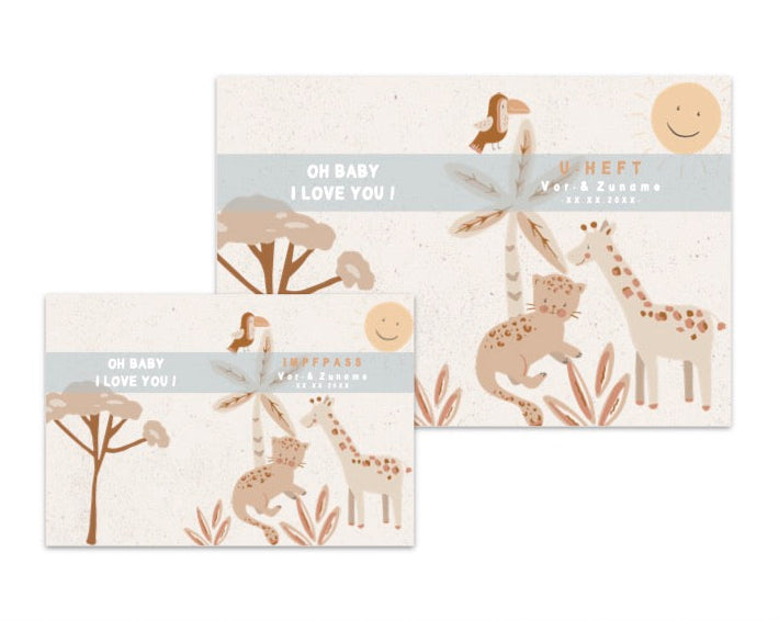 U-Heft & Impfpasshülle - Safari baby blau