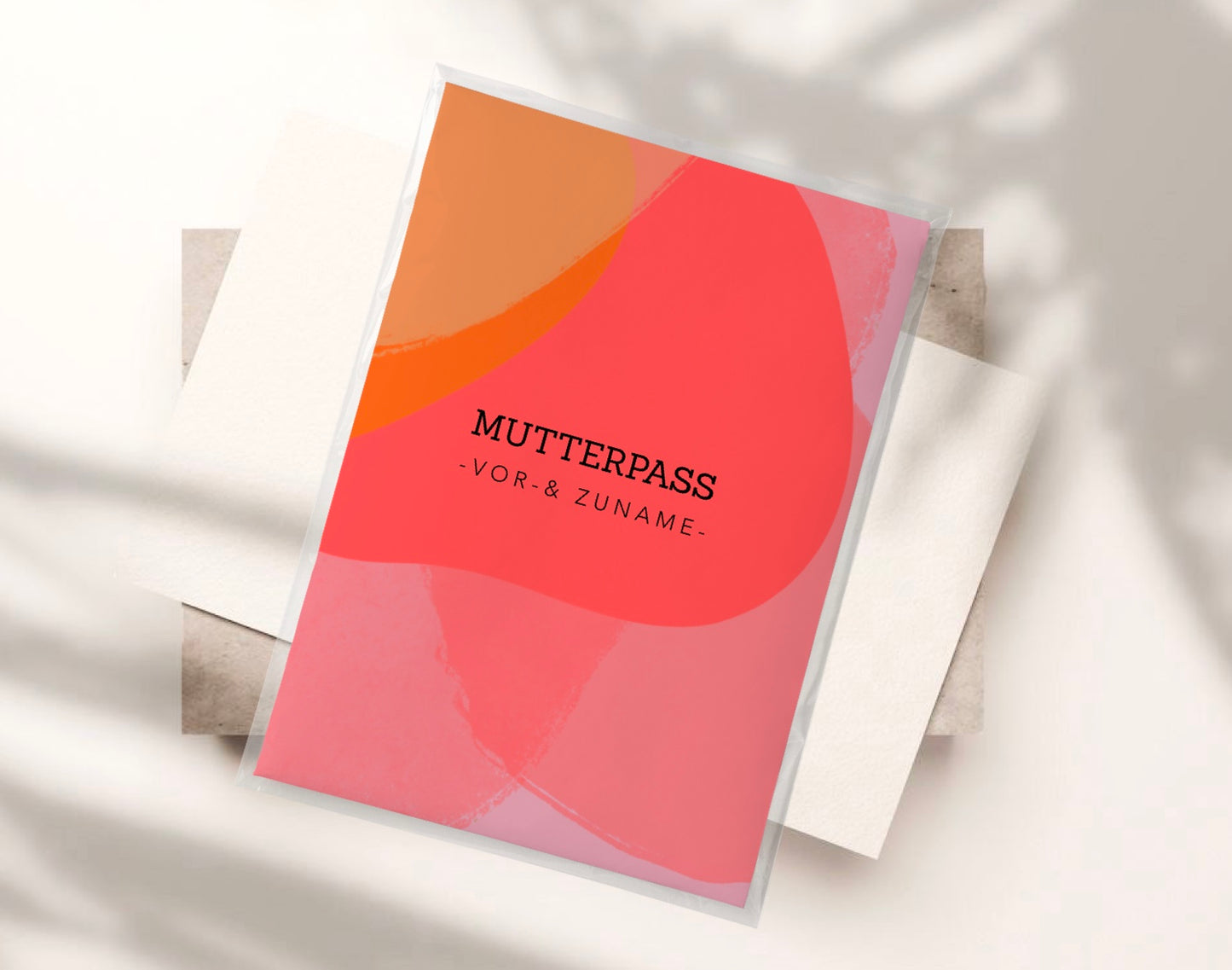 MUTTERPASSHÜLLE - Abstrakt pink orange personalisiert