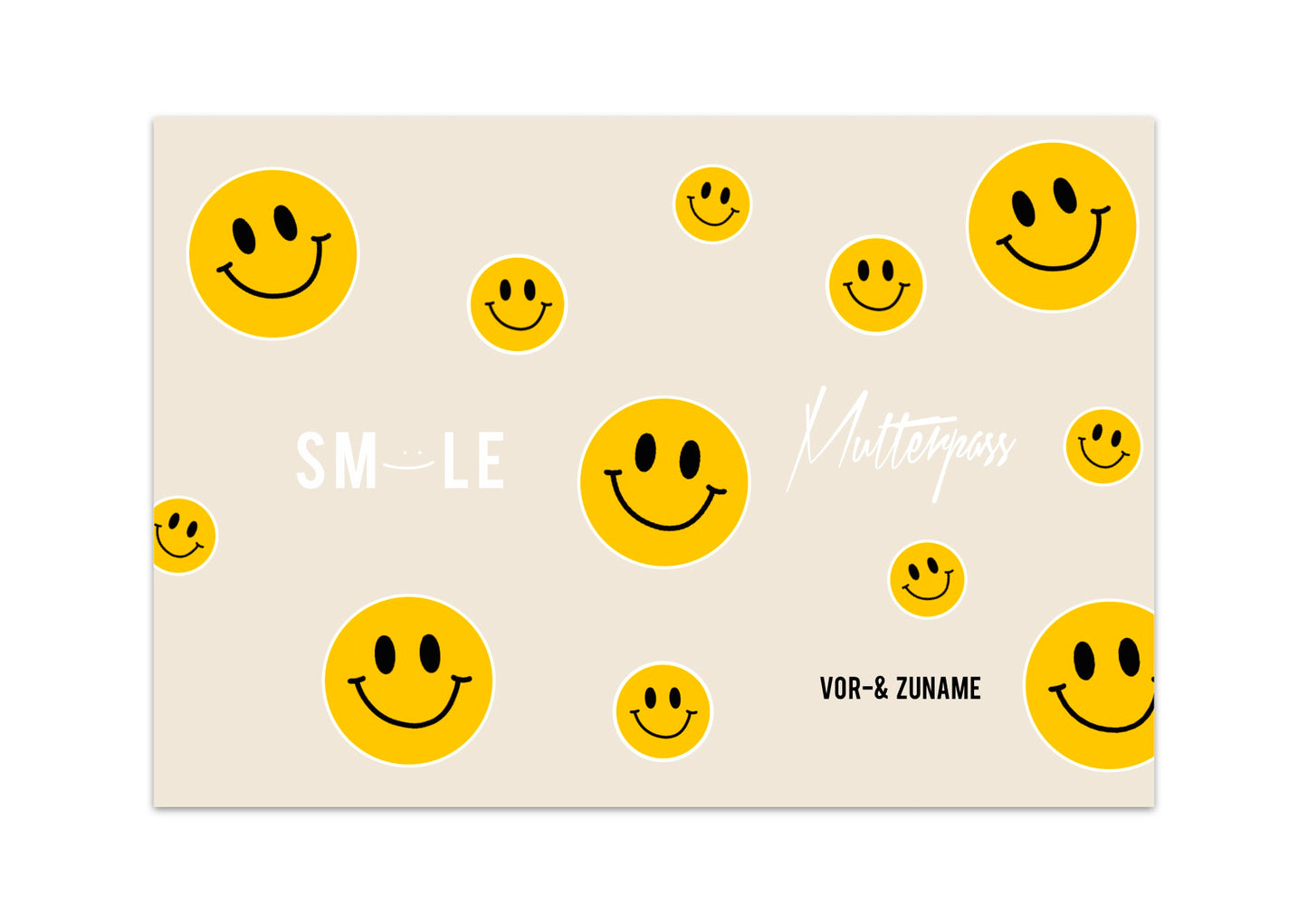 MUTTERPASSHÜLLE - Smileys beige personalisiert