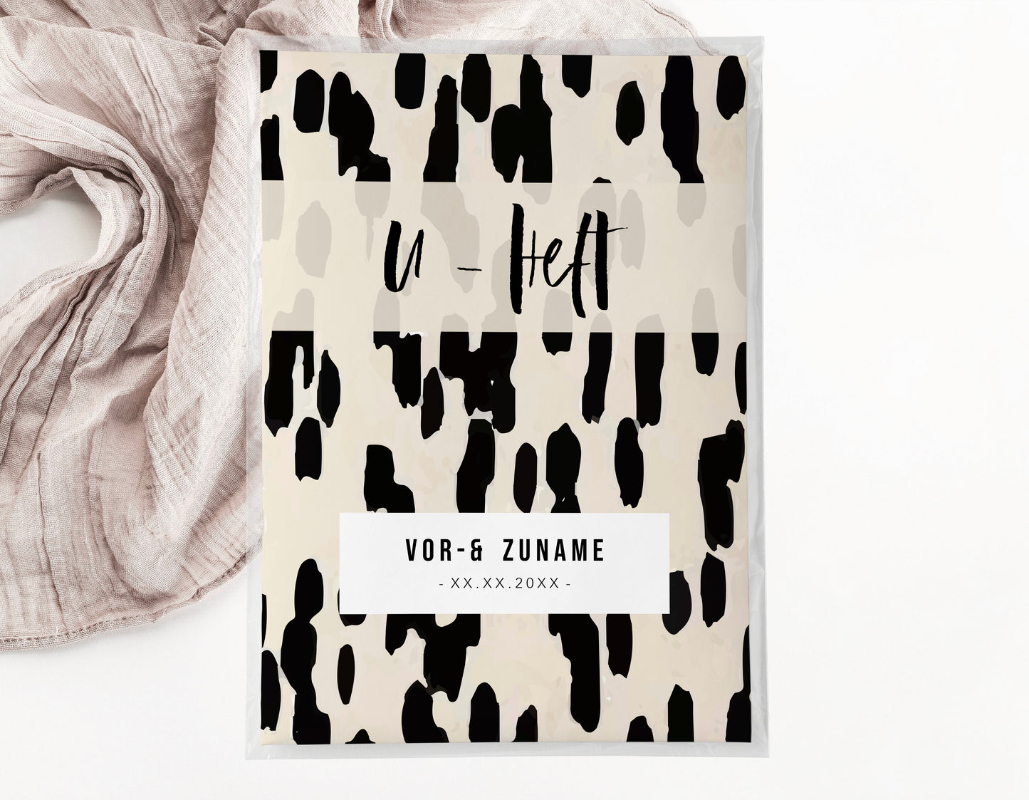 U-Heft & Impfpasshülle - Abstrakt schwarz beige