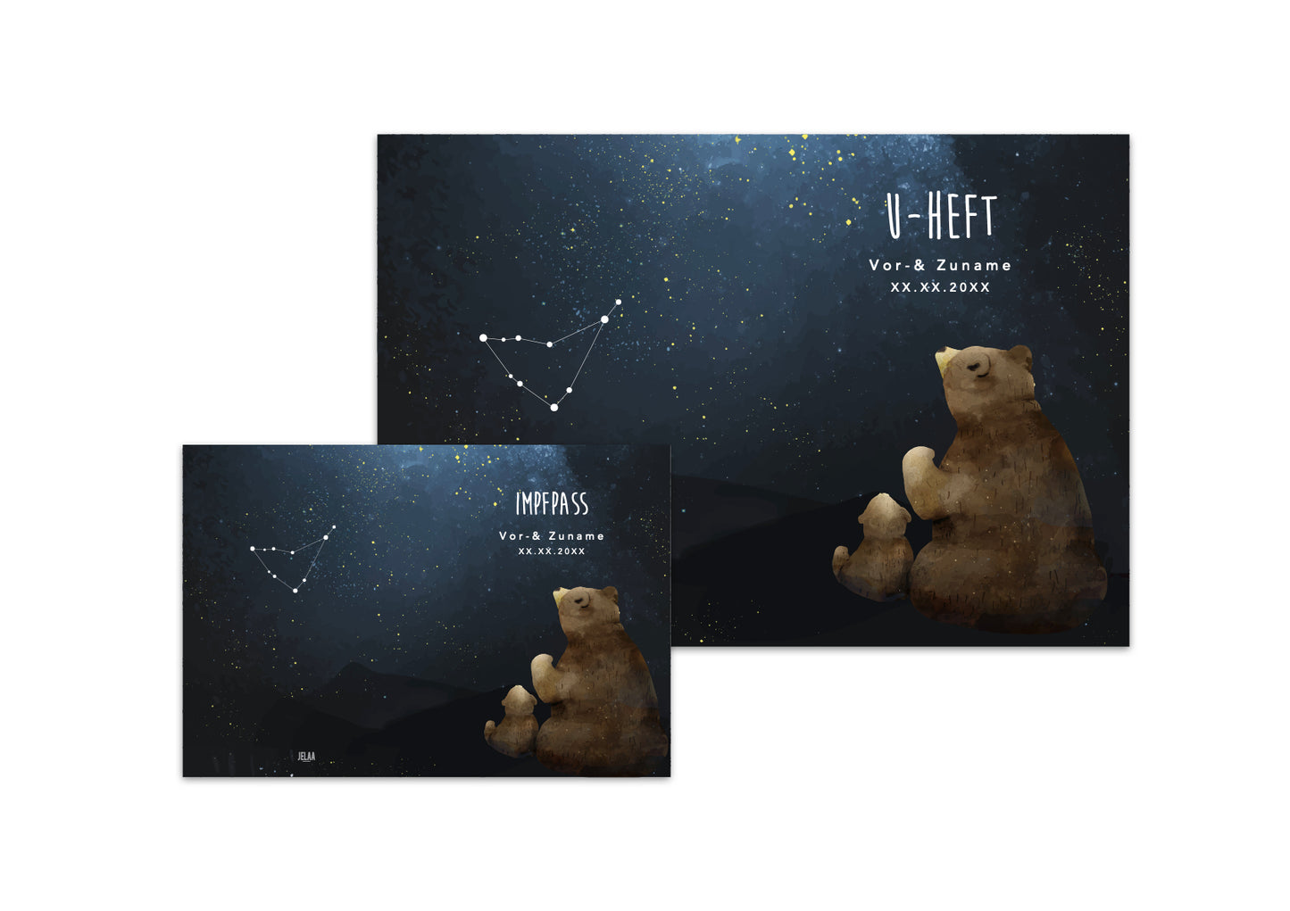 U-Heft & Impfpasshülle - Bär mit personalisiertem Sternbild (Sternzeichen)