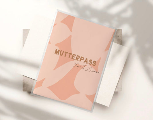 MUTTERPASSHÜLLE - Abstrakt lachs rosa personalisiert