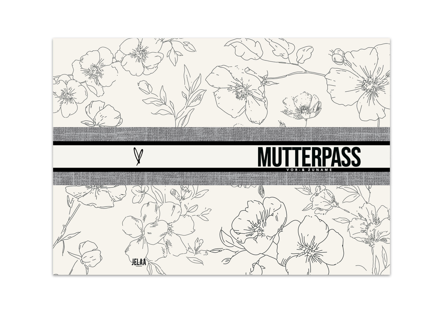MUTTERPASSHÜLLE - Luxury floral schwarz personalisiert