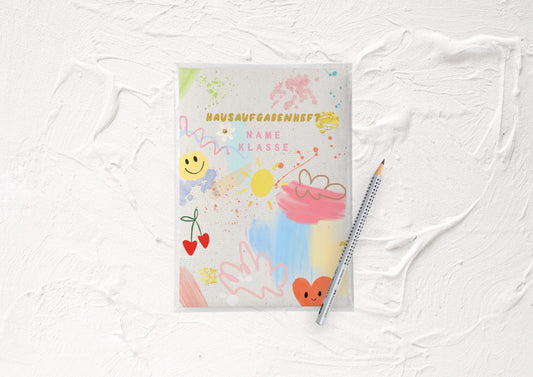 Hausaufgabenheft Hülle - Bunte Malerei