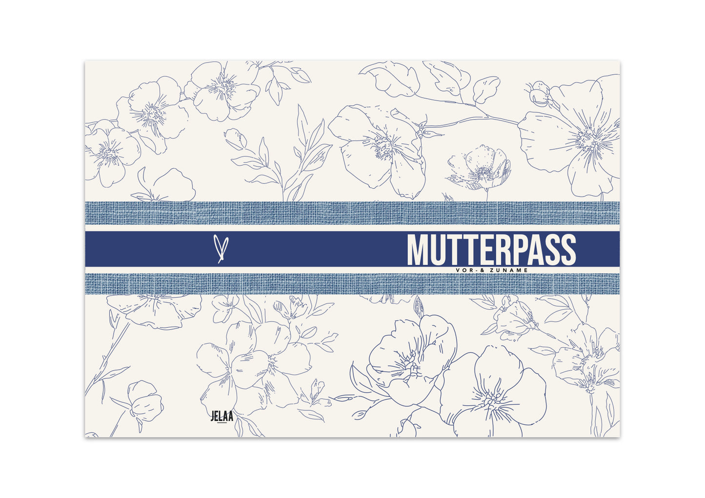 MUTTERPASSHÜLLE - Luxury floral blau personalisiert