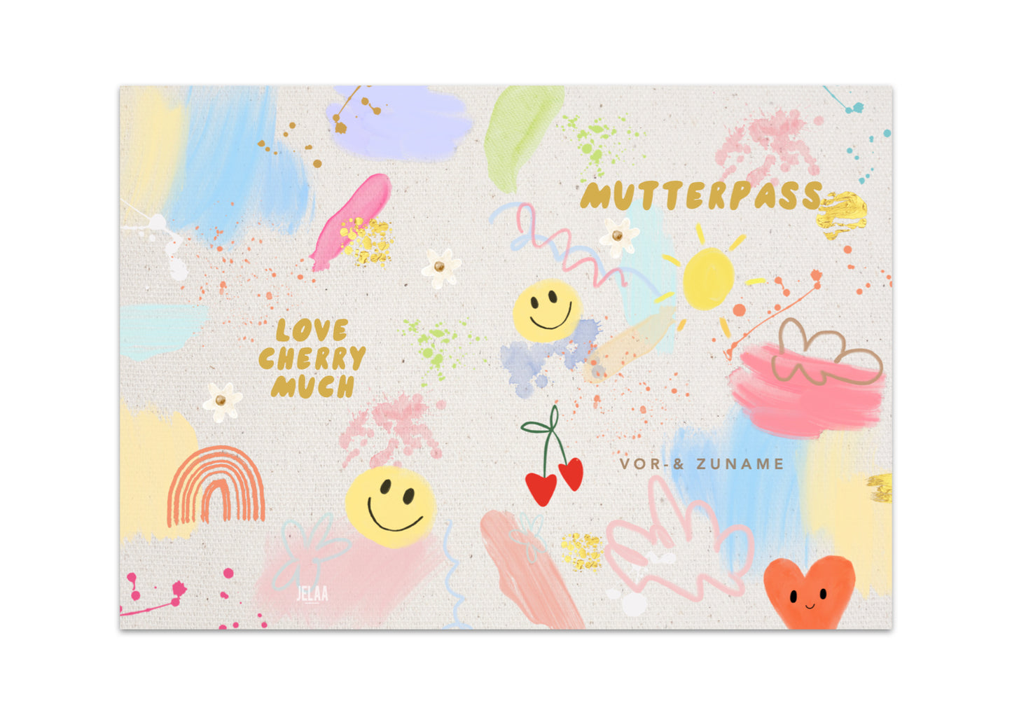 MUTTERPASSHÜLLE - Bunte Malerei 2 personalisiert