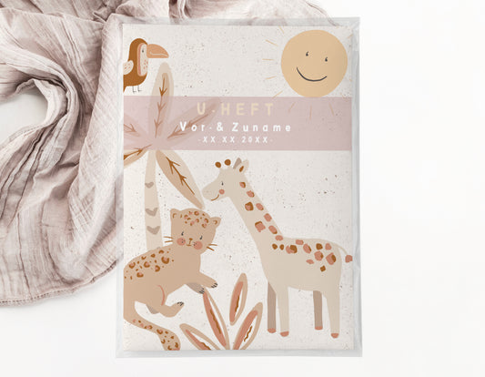 U-Heft & Impfpasshülle - Safari Baby rosa